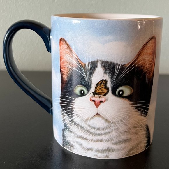 LANG “Hugo Hege” Mug Artwork by Lowell Herrero ~ Cat & Monarch Butterfly 2016 - Picture 3 of 7